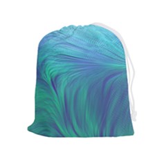 Psicodelia Zyguratti Texture Cyanturquoise Drawstring Pouch (xl) by Salmanaz77