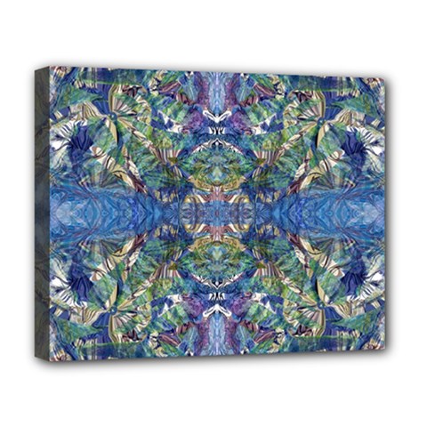 Blue Arabesque Deluxe Canvas 20  X 16  (stretched) by kaleidomarblingart