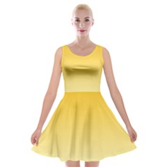 Amber Orange To Cream Yellow Linear Gradient Velvet Skater Dress by GradientsOmbre