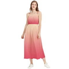 Cream Yellow To Crimson Red Linear Gradient Boho Sleeveless Summer Dress by GradientsOmbre