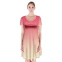 Crimson Red To Cream Yellow Linear Gradient Short Sleeve V-neck Flare Dress View1