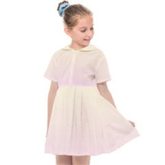 Cream Yellow To Pink Lace Linear Gradient Kids  Sailor Dress by GradientsOmbre