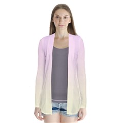 Pink Lace To Cream Yellow Linear Gradient Drape Collar Cardigan by GradientsOmbre