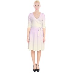 Pink Lace To Cream Yellow Linear Gradient Wrap Up Cocktail Dress by GradientsOmbre