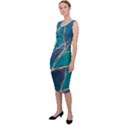 Aqua Batik, Abstract, Colorful Sleeveless Pencil Dress View2