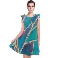 Aqua Batik, Abstract, Colorful Tie Up Tunic Dress by kyorashop23