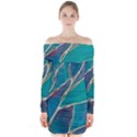 Aqua Batik, Abstract, Colorful Long Sleeve Off Shoulder Dress View1