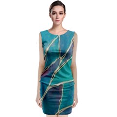 Aqua Batik, Abstract, Colorful Sleeveless Velvet Midi Dress by kyorashop23