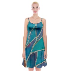 Aqua Batik, Abstract, Colorful Spaghetti Strap Velvet Dress by kyorashop23