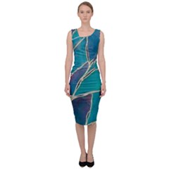 Aqua Batik, Abstract, Colorful Sleeveless Pencil Dress by kyorashop23