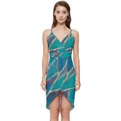 Aqua Batik, Abstract, Colorful Wrap Frill Dress by kyorashop23