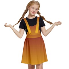 Burgundy Red To Amber Orange Linear Gradient Kids  Apron Dress by GradientsOmbre