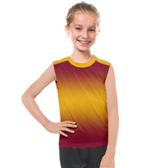 Burgundy Red To Amber Orange Bilinear Gradient Kids  Mesh Tank Top by GradientsOmbre