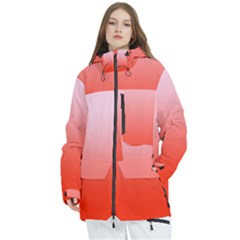 Pink Lace To Scarlet Red Linear Gradient Women s Multi Pockets Zip Ski And Snowboard Waterproof Breathable Jacket by GradientsOmbre