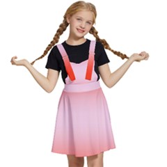 Scarlet Red To Pink Lace Bilinear Gradient Kids  Apron Dress by GradientsOmbre