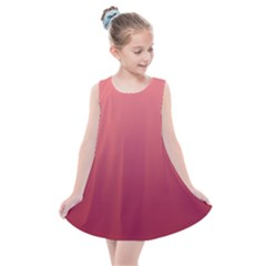 Coral Pink To Burgundy Red Linear Gradient Kids  Summer Dress by GradientsOmbre
