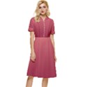 Coral Pink To Burgundy Red Linear Gradient Button Top Knee Length Dress View1
