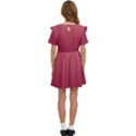 Coral Pink To Burgundy Red Linear Gradient Kids  Frilly Sleeves Pocket Dress View4