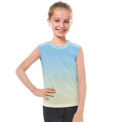 Baby Blue To Cream Yellow Linear Gradient Kids  Mesh Tank Top by GradientsOmbre