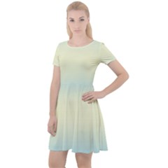 Baby Blue To Cream Yellow Bilinear Gradient Cap Sleeve Velour Dress  by GradientsOmbre