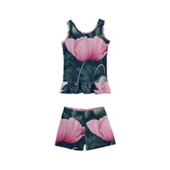 Poppy Flower Plant Petals Bloom Kids  Boyleg Swimsuit by Grandong