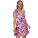 Pattern Seamless Texture Daisies Short Sleeve Tiered Mini Dress View3