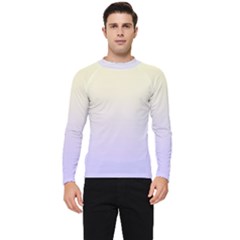 Cream Yellow To Pale Violet Linear Gradient Men s Long Sleeve Rash Guard by GradientsOmbre