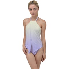 Cream Yellow To Pale Violet Linear Gradient Go With The Flow One Piece Swimsuit by GradientsOmbre