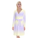 Cream Yellow To Pale Violet Bilinear Gradient Long Sleeve Velvet Front Wrap Dress View1