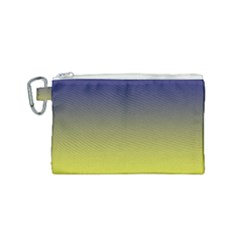 Navy Blue To Electric Yellow Linear Gradient Canvas Cosmetic Bag (small) by GradientsOmbre