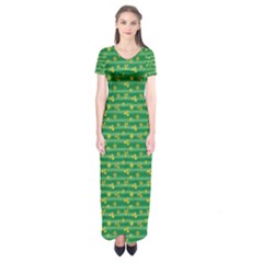 Golden Leaves Short Sleeve Maxi Dress by designsbymallika