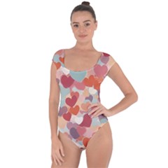 Valentines Day Hearts Romance Love Short Sleeve Leotard  by Posterlux
