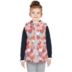 Valentines Day Hearts Romance Love Kids  Hooded Puffer Vest by Posterlux
