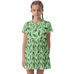 Leaves Pattern Texture Seamless Kids  Asymmetric Collar Dress by Hannah976
