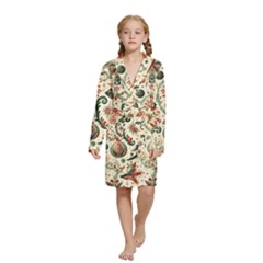 Christmas Tree Snow Kids  Long Sleeve Velvet Lounge Robe by Bedest