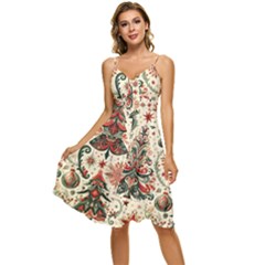 Christmas Tree Snow Sleeveless Tie Front Chiffon Dress by Bedest