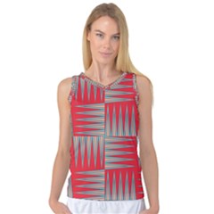 Zigzag Pattern Chevron Red Women s Basketball Tank Top by Bedest