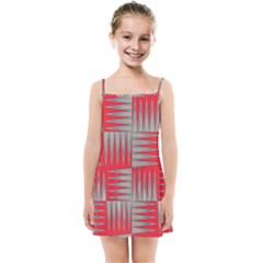 Zigzag Pattern Chevron Red Kids  Summer Sun Dress by Bedest