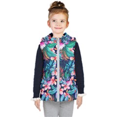 Hawaiian Flowers Hawaii Kids  Hooded Puffer Vest by Cemarart