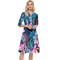 Hawaiian Flowers Hawaii Classy Knee Length Dress by Cemarart