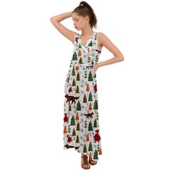 Little Red Riding Hood Seamless V-neck Chiffon Maxi Dress by Sabxi