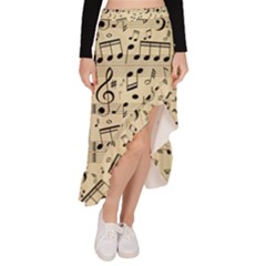 Music Melody Notes Sheet Music Asymmetrical Ruffle Hem Skirt  by Sabxi