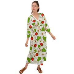 Strawberry Fruit Pattern Leaves Grecian Style  Maxi Dress by Sabxi
