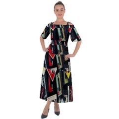 Abstract Case Shoulder Straps Boho Maxi Dress  by kyorashop23