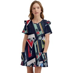 Abstract Case Kids  Frilly Sleeves Pocket Dress by kyorashop23