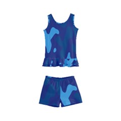 Blue Camouflage Pattern Kids  Boyleg Swimsuit by kyorashop23