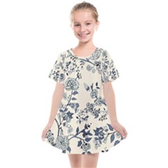 Blue Vintage Background Kids  Smock Dress by kyorashop23