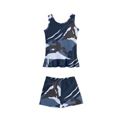 Blue Winter Camouflage, Military Camouflage Kids  Boyleg Swimsuit by kyorashop23