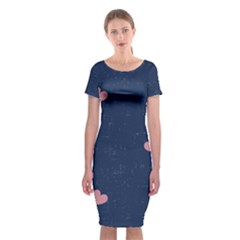 Corazones, Blue, Pattern Classic Short Sleeve Midi Dress by kyorashop23