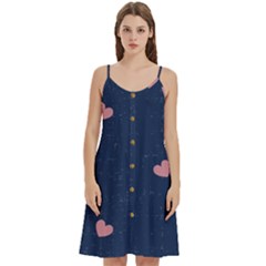 Corazones, Blue, Pattern Women s Spaghetti Strap Pullover Cami Dress by kyorashop23